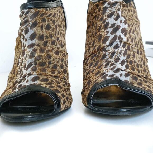 Open Toe Cheetah Print Open Toe High Heel Ankle Booties Size 8 - Picture 7 of 12